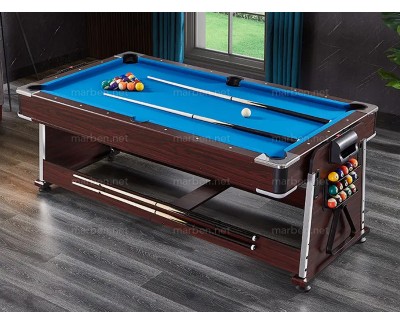 Mesa Multijuego  4 en 1 Giratoria de 7 ft, Air-Hockey, Billar, Ping-Pong, Cubierta de Comedor (Café, paño azul)
